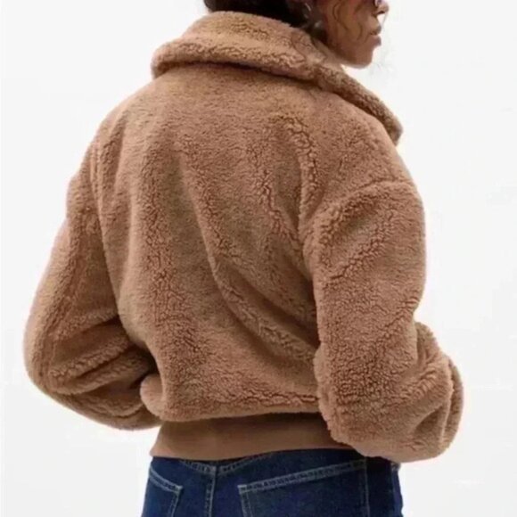 Gap Sherpa Moto Jacket nut brown large TALL - Picture 2 of 2